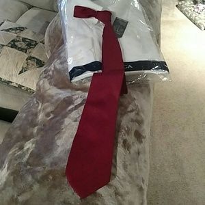 Red Tie with Subtle Blue Polka dots
